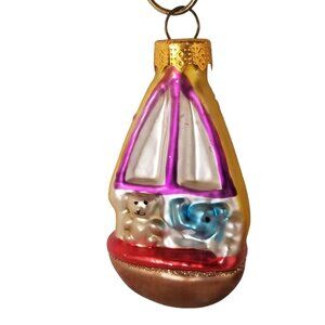 Toy Sailboat Christmas Ornament Hand Blown Glass Teddy Bear Baby Thomas Pacconi